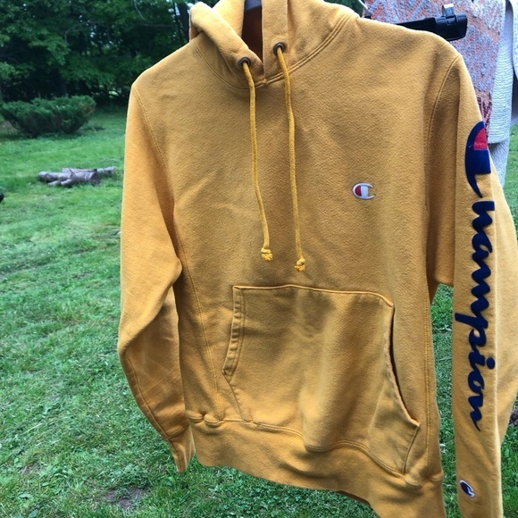 Champion Mustard Hoodie size small medium - Picture 11 of 13